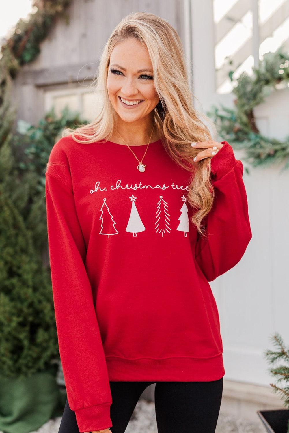 Merry Christmas Graphic Print Long Sleeve Sweatshirt - L & M Kee, LLC