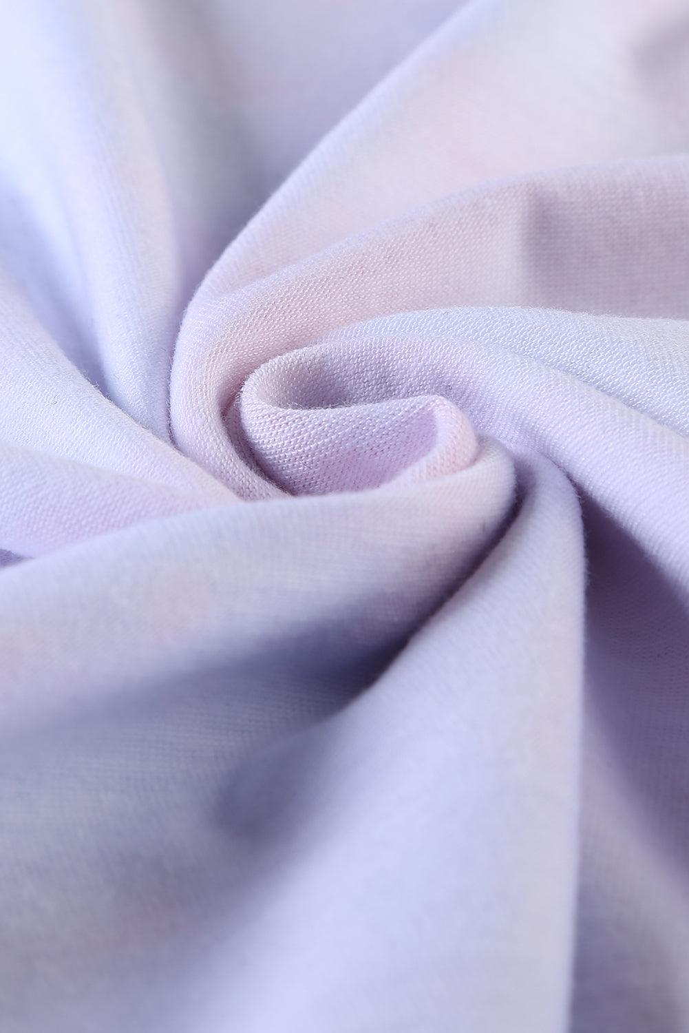 Lace Splicing V Neck Short Sleeve Tie-dye Top - L & M Kee, LLC