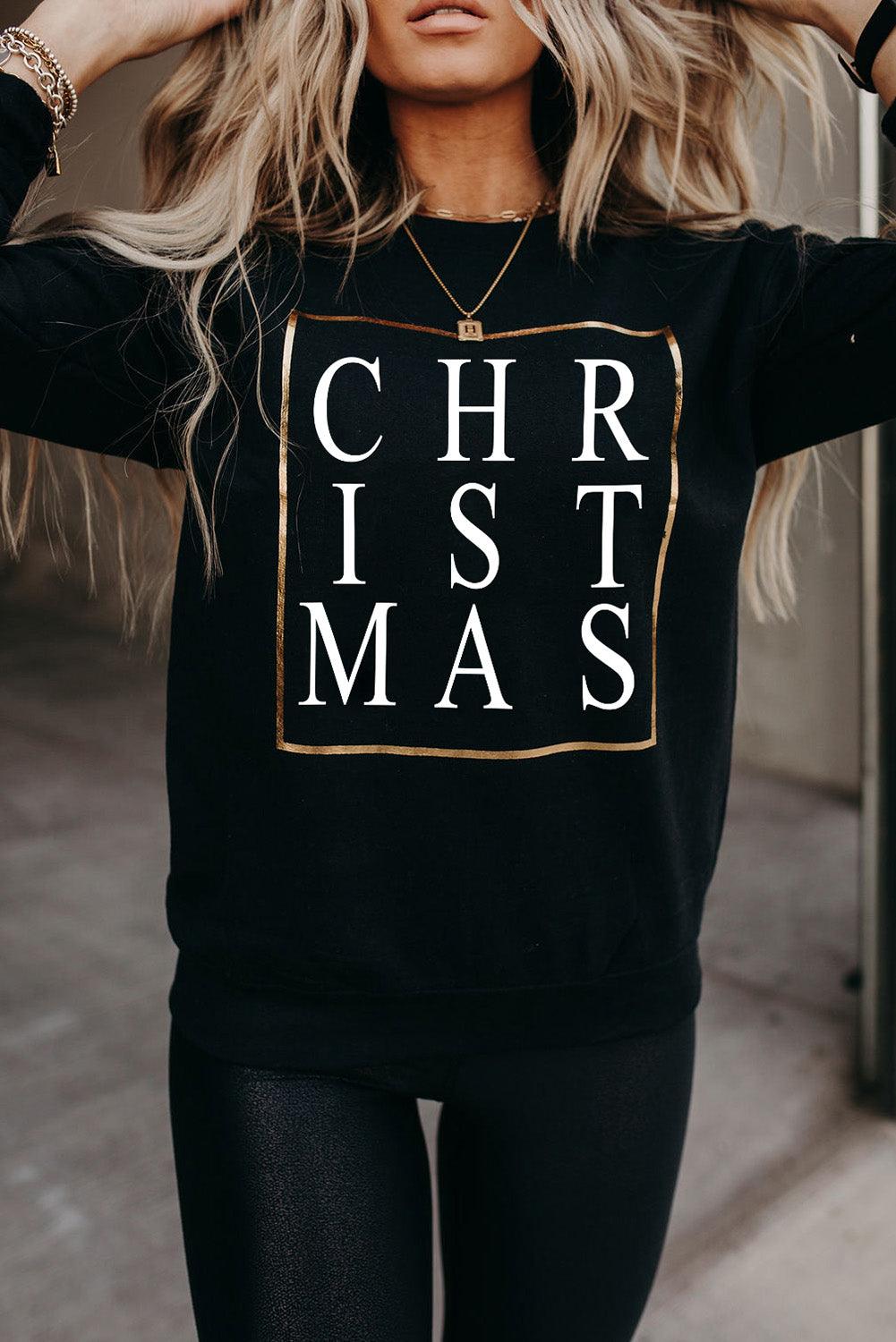 Merry Christmas Graphic Print Long Sleeve Sweatshirt - L & M Kee, LLC