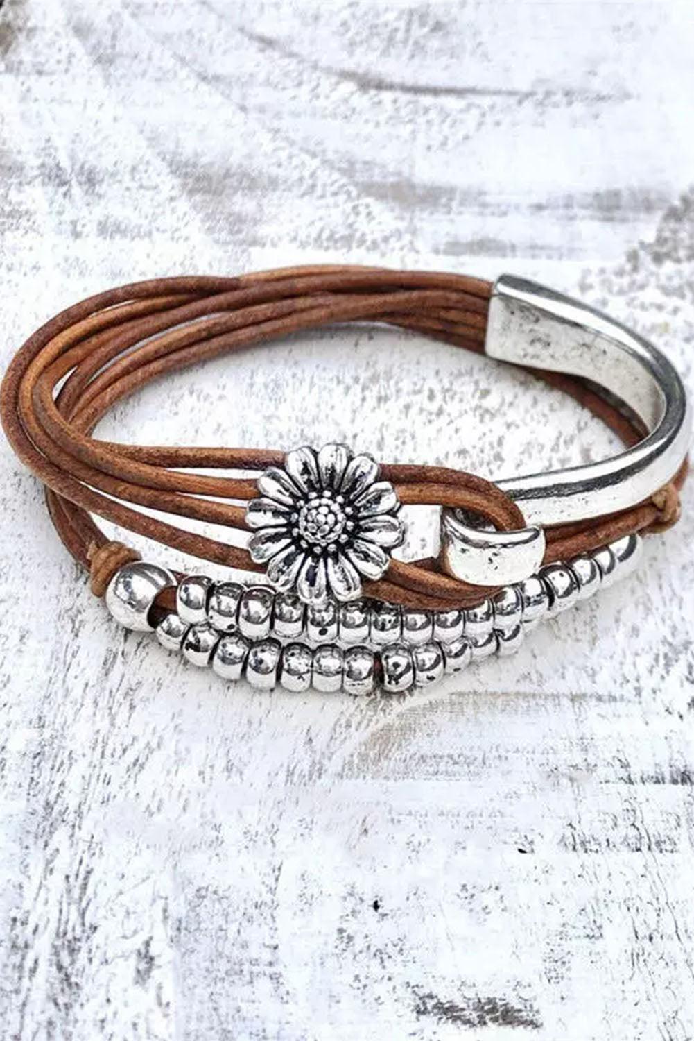 Daisy Beading Alloy Multilayer Bracelet - L & M Kee, LLC