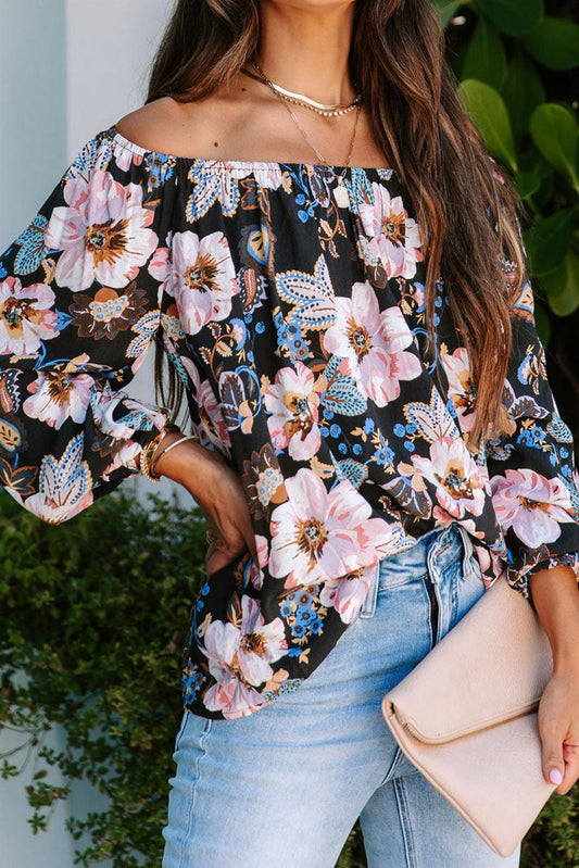 Floral Off The Shoulder Blouse - L & M Kee, LLC