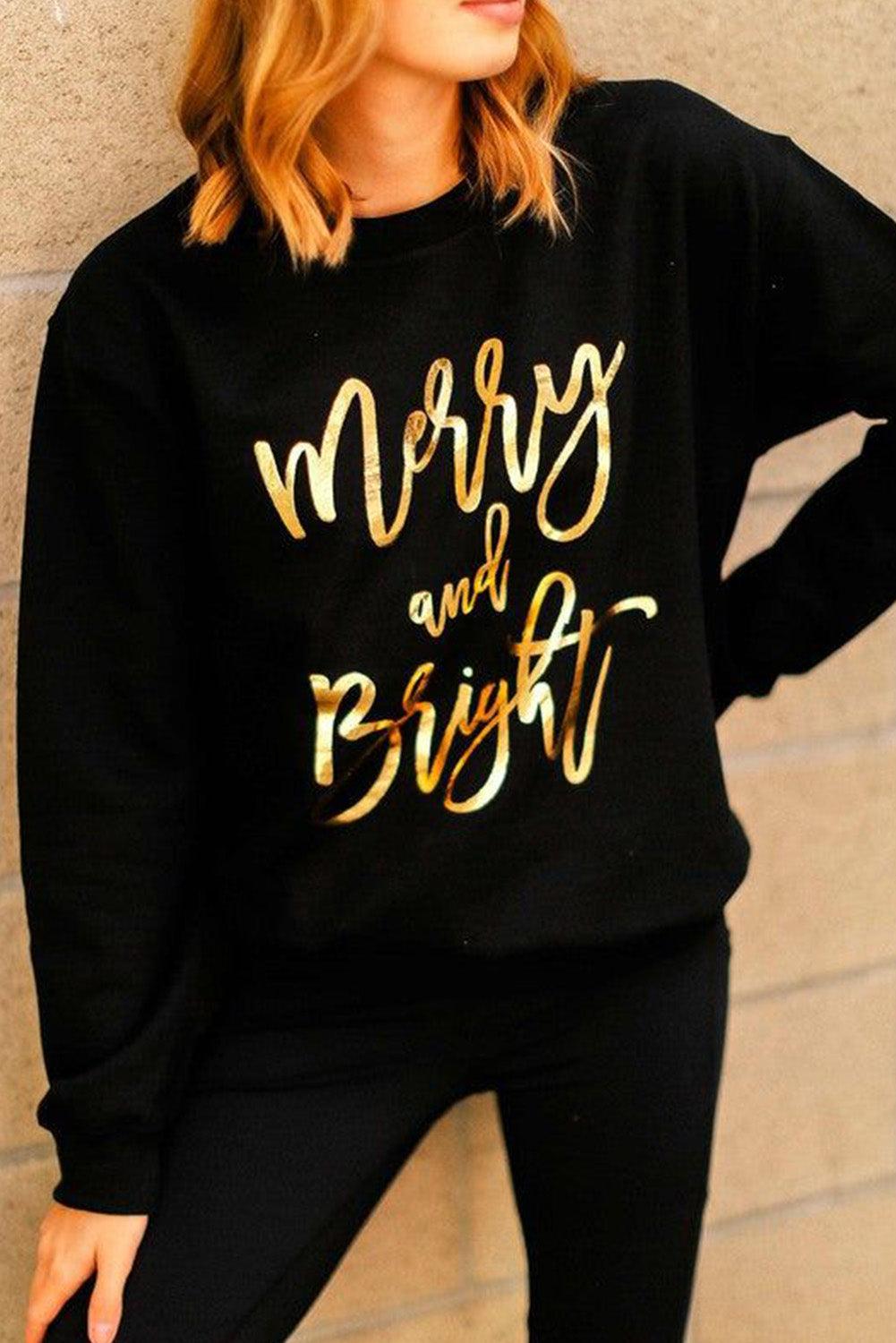 Merry Christmas Graphic Print Long Sleeve Sweatshirt - L & M Kee, LLC