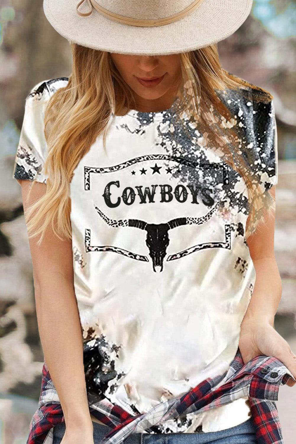 Western Cow Horn Graphic Tee - L & M Kee, LLC