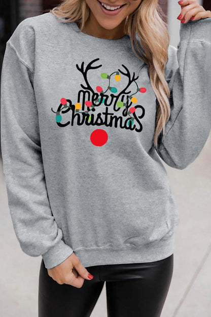 Merry Christmas Graphic Print Long Sleeve Sweatshirt - L & M Kee, LLC