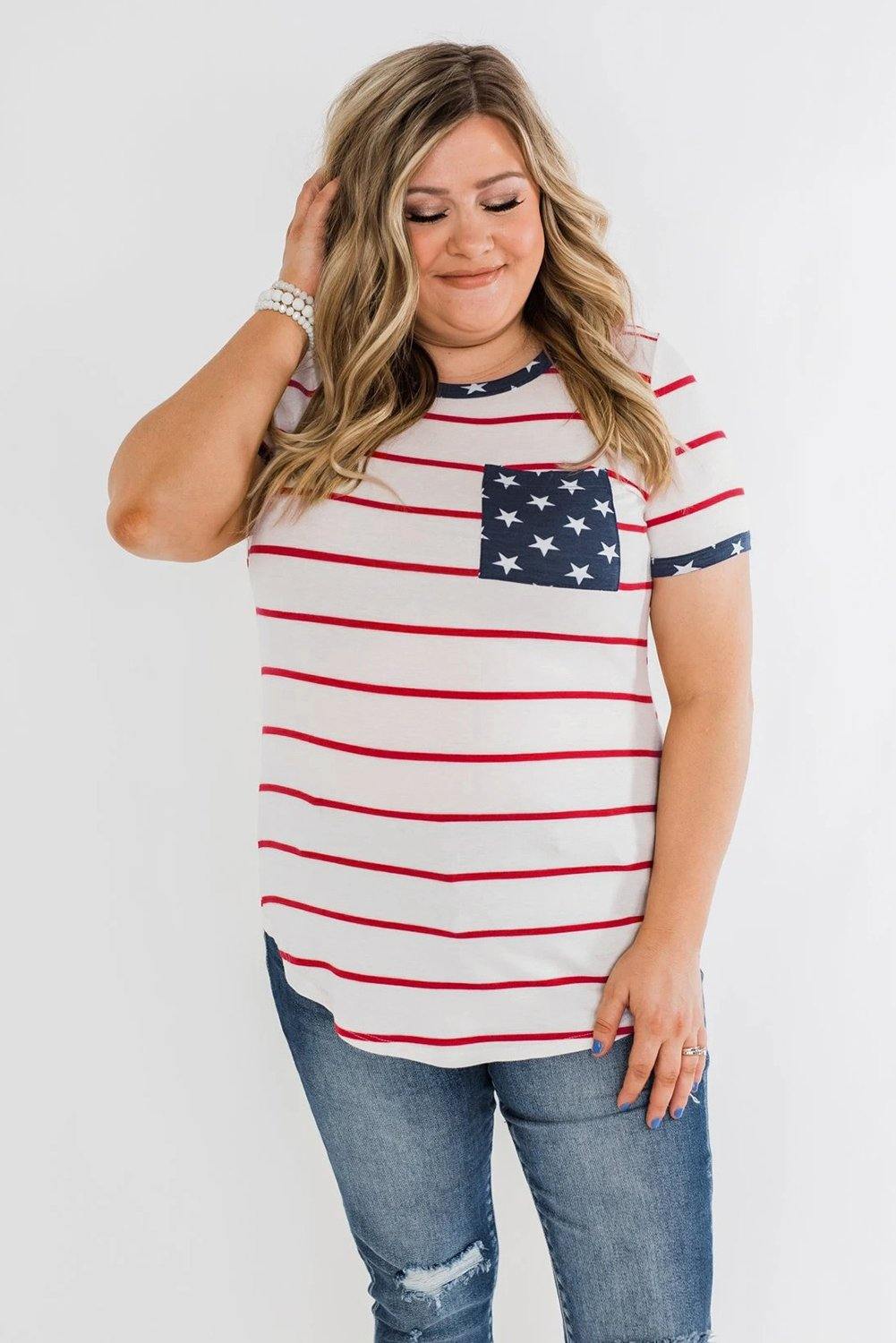 Stripes & Stars Plus Size T-shirt - L & M Kee, LLC