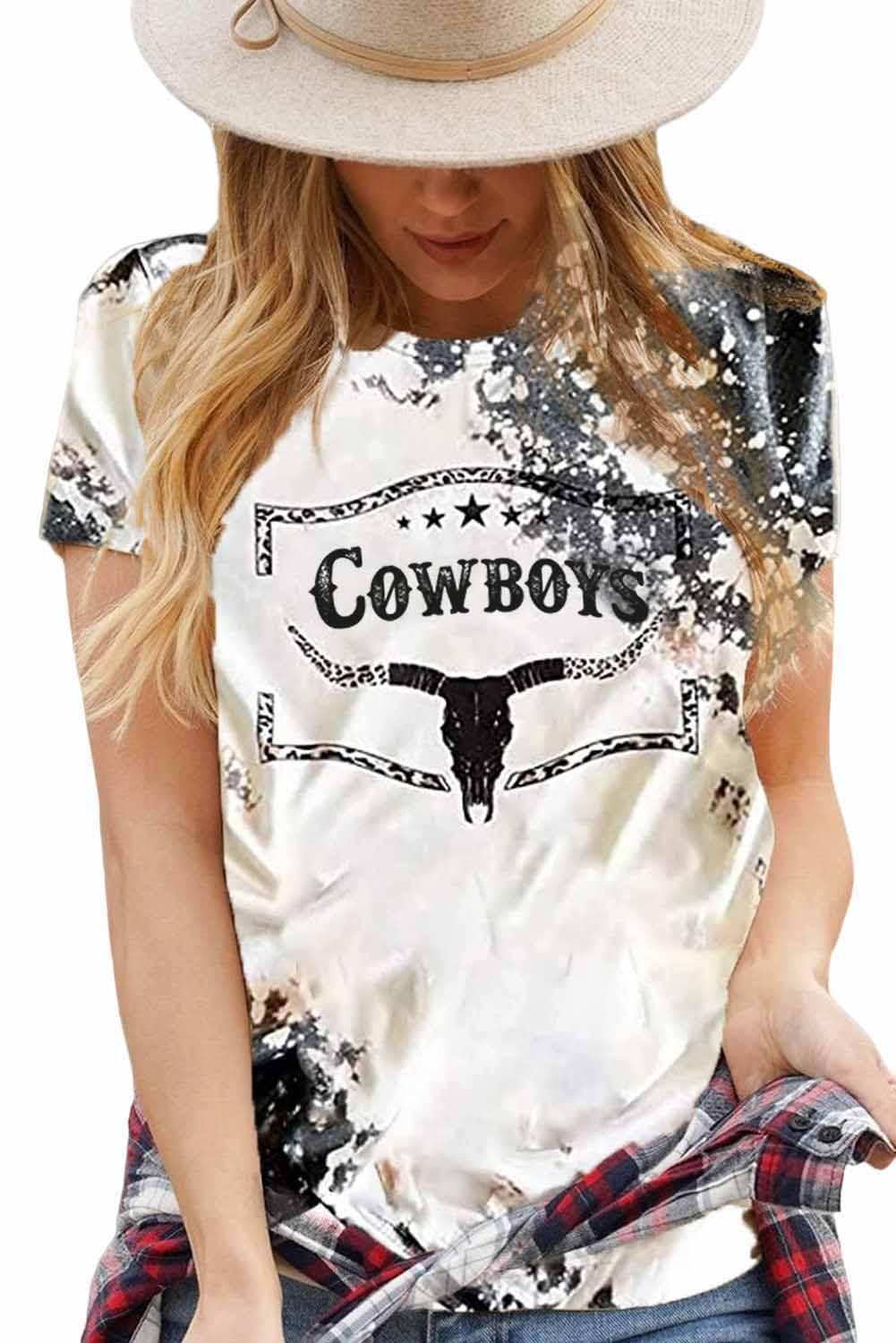 Western Cow Horn Graphic Tee - L & M Kee, LLC