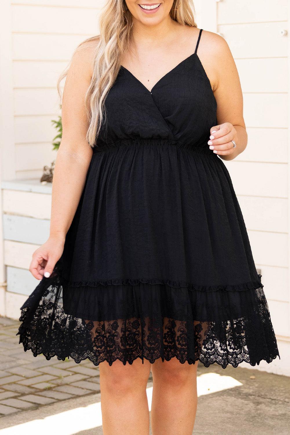 Lace Ruffle Hem Plus Size Flared Sundress - L & M Kee, LLC