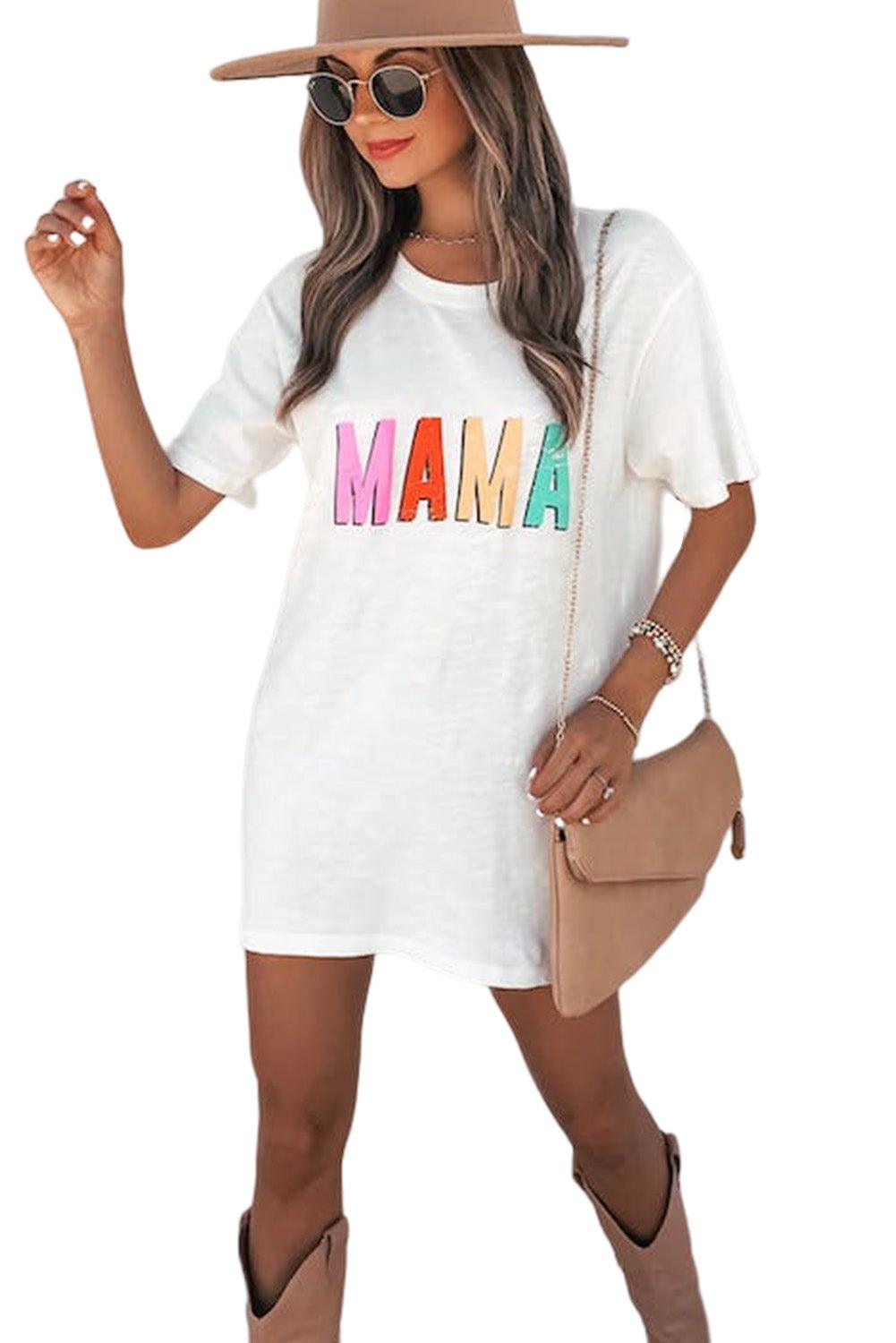 MAMA Letter Print Round Neck Short Sleeve T Shirt - L & M Kee, LLC