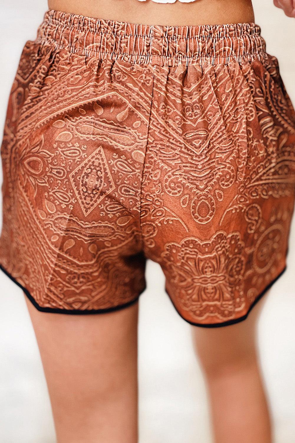 Tribal Print Drawstring Mid Waist Shorts - L & M Kee, LLC