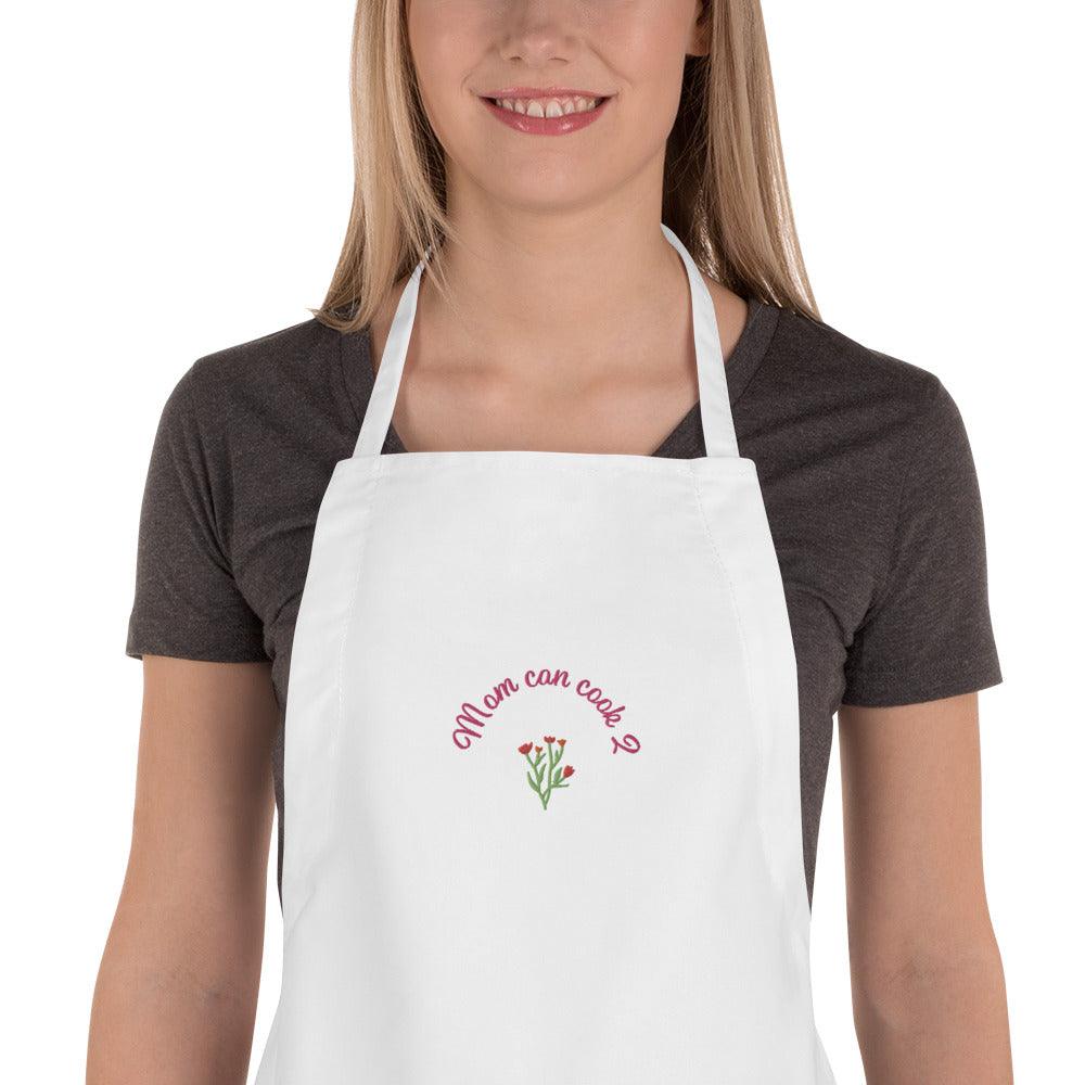 Mom Can Cook 2 Embroidered Apron - L & M Kee, LLC