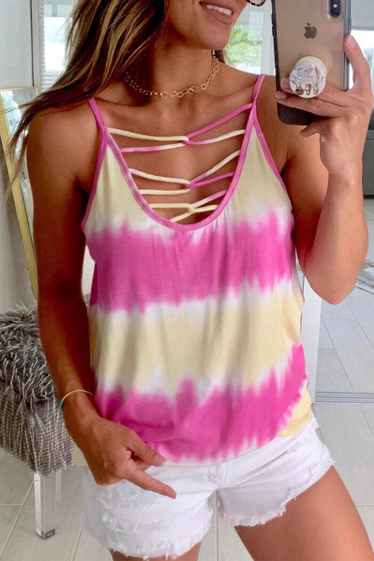 Tie Dye Criss-Cross Camisole - L & M Kee, LLC