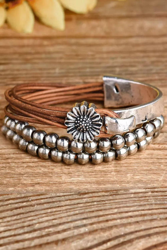 Daisy Beading Alloy Multilayer Bracelet - L & M Kee, LLC