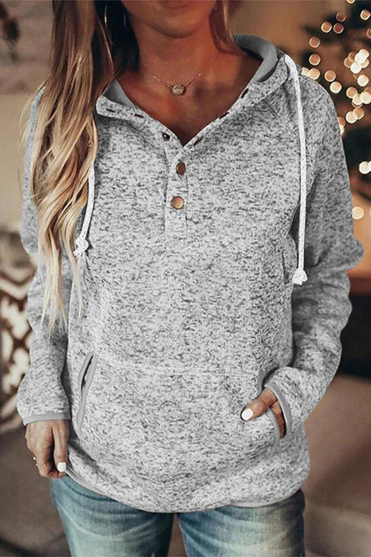 Pocket Design Buttoned Casual Hoodie - L & M Kee, LLC