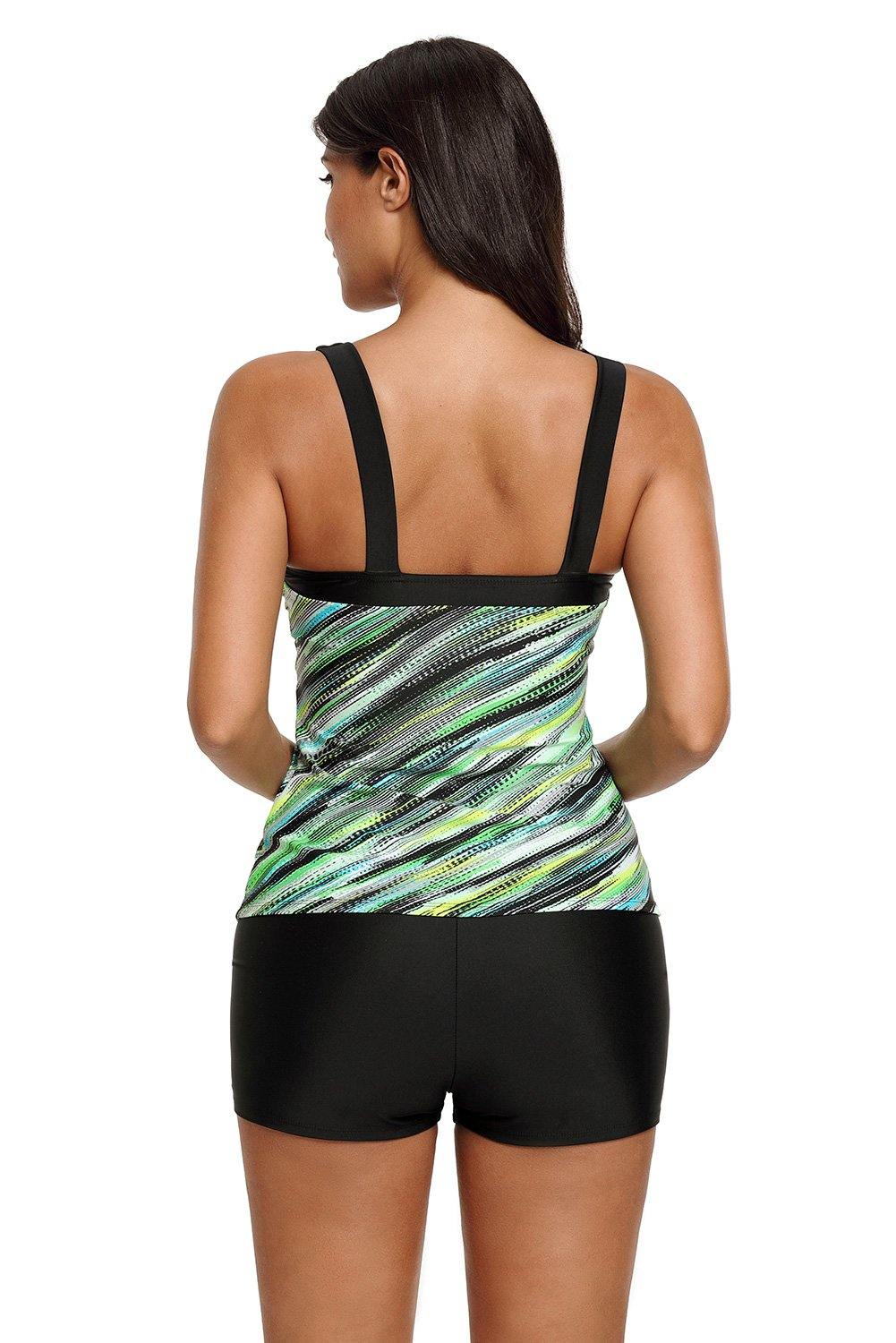 Abstract Printed Camisole Tankini Top - L & M Kee, LLC