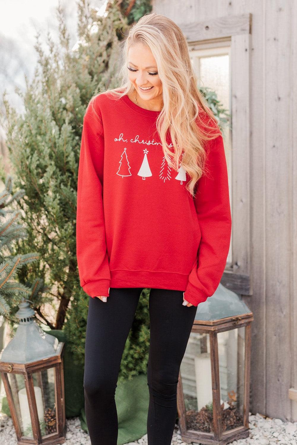 Merry Christmas Graphic Print Long Sleeve Sweatshirt - L & M Kee, LLC