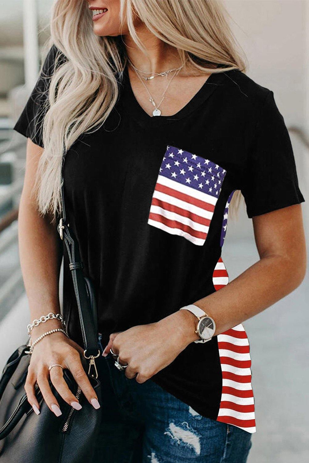 USA Flag Print T-shirt - L & M Kee, LLC