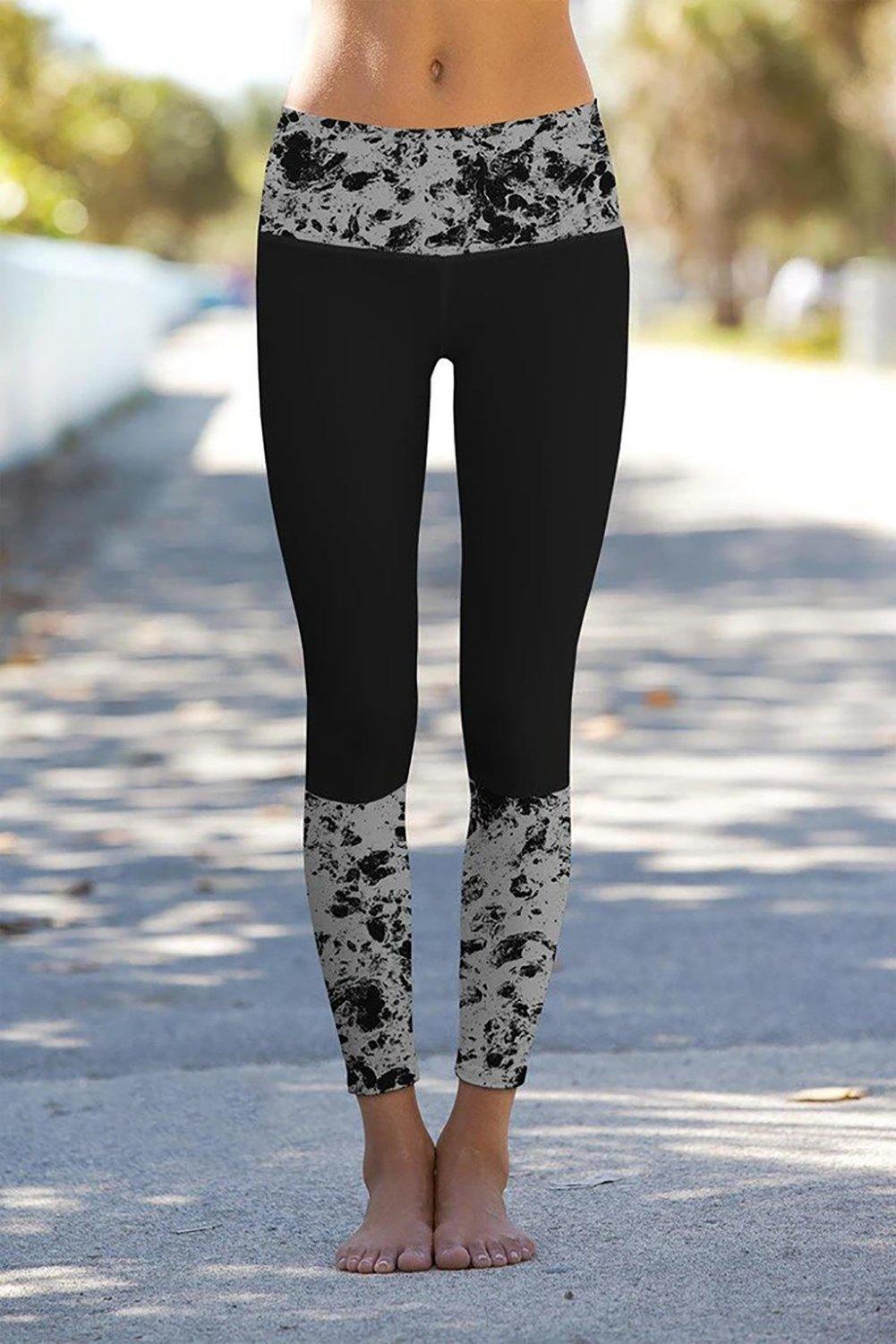 Floral Printed Details Leggings Yoga Pants - L & M Kee, LLC
