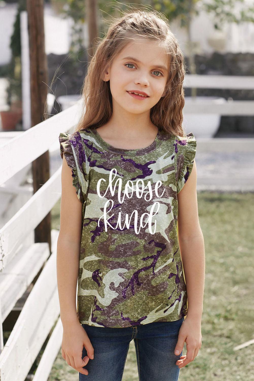 Camo Print Flounced Armholes Little Girls’ Tank - L & M Kee, LLC