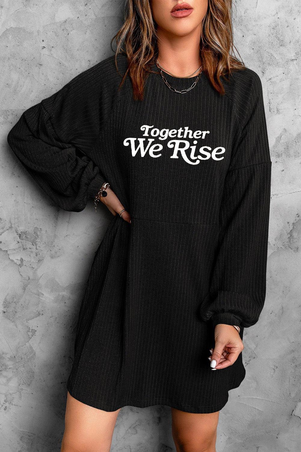 Round Neck Empire Waist Ribbed Knit Dress - L & M Kee, LLC