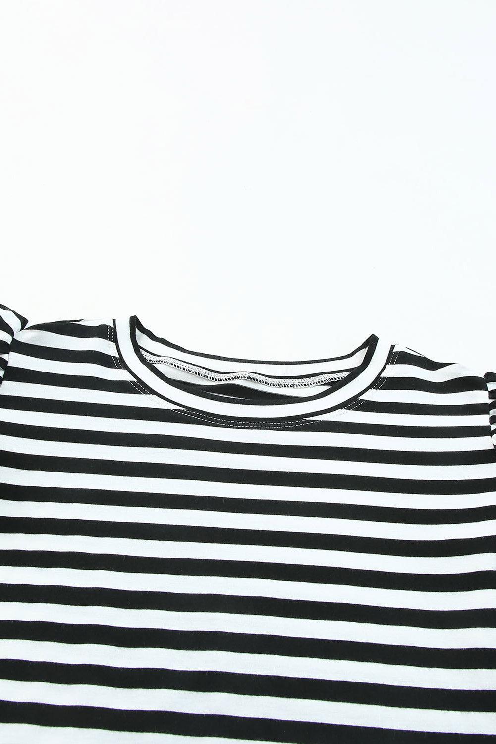 Stripe Print Tiered Ruffled Sleeve Tee - L & M Kee, LLC