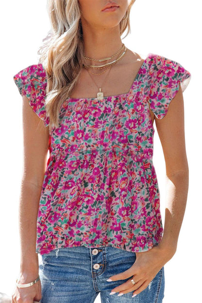 Multicolor Square Neck Floral Tank Top - L & M Kee, LLC