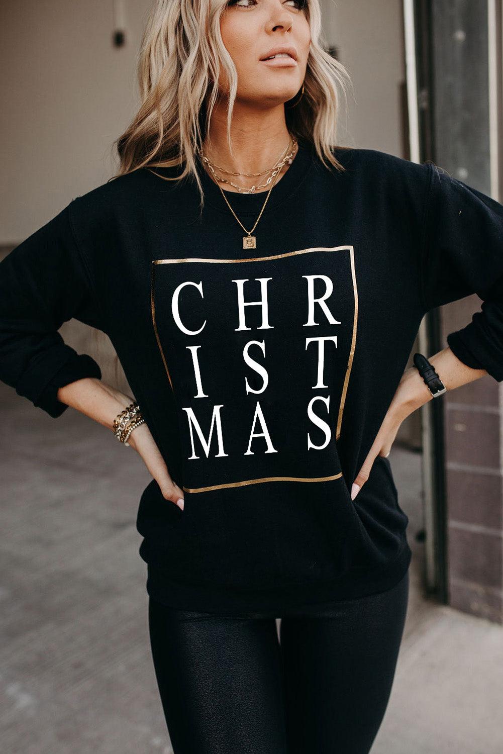 Merry Christmas Graphic Print Long Sleeve Sweatshirt - L & M Kee, LLC