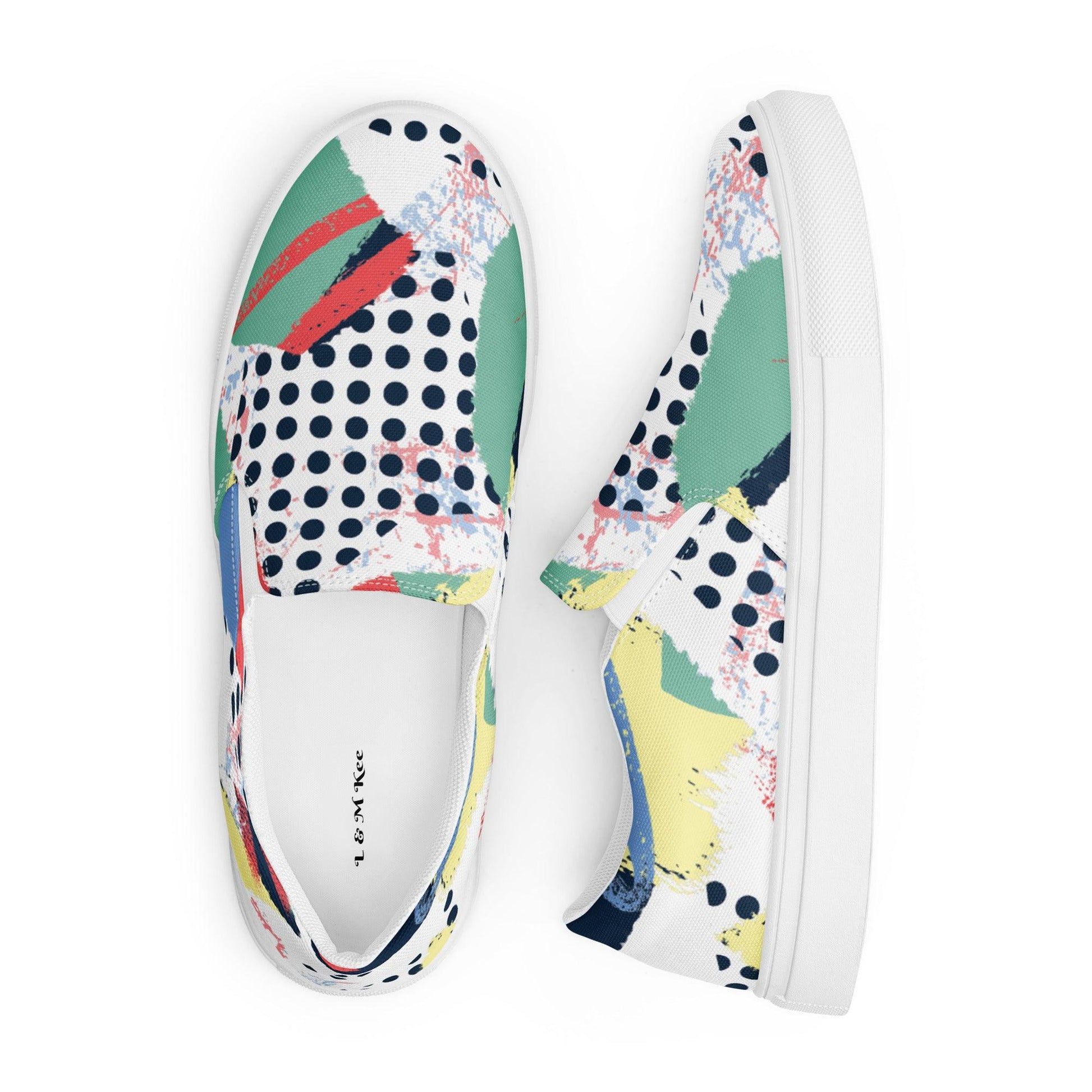 Graffiti Dot Men’s Slip-on Canvas Shoes - L & M Kee, LLC