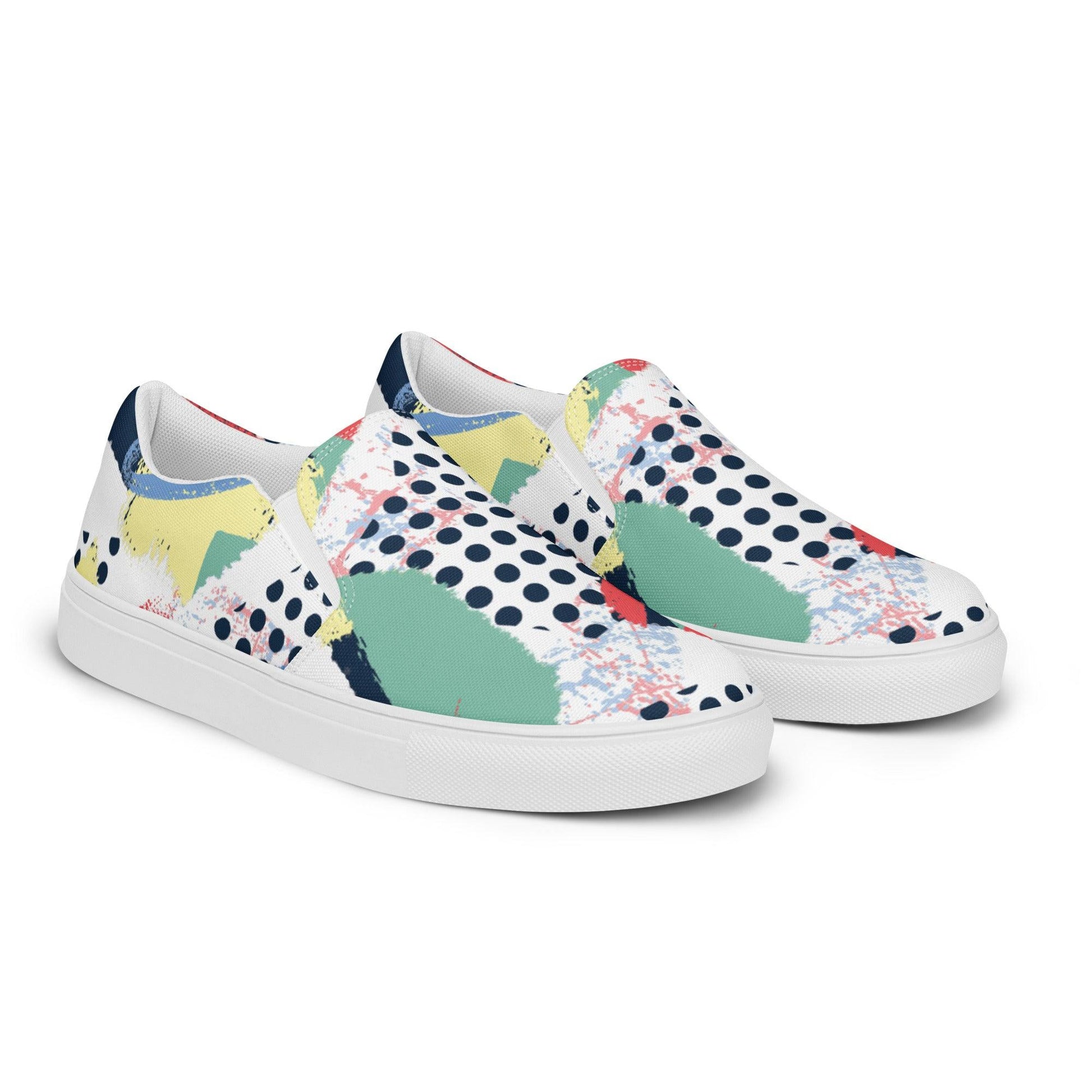 Graffiti Dot Men’s Slip-on Canvas Shoes - L & M Kee, LLC