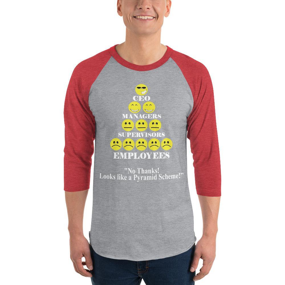 Looks Like Pyramid Scheme 3/4 Sleeve Raglan T-Shirt - L & M Kee, LLC