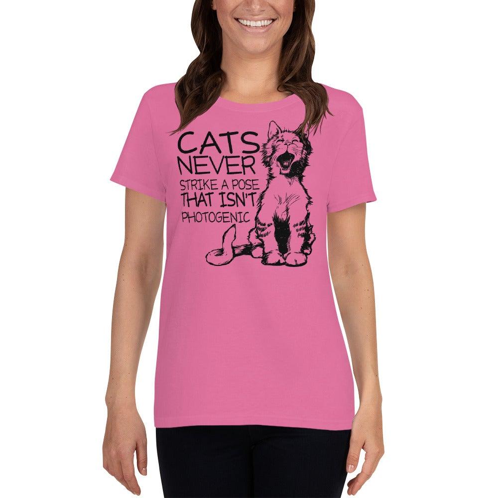 Cats Never Pose Women's short sleeve t-shirt - L & M Kee, LLC