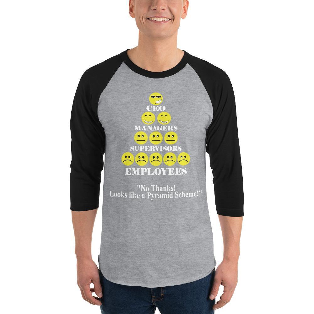 Looks Like Pyramid Scheme 3/4 Sleeve Raglan T-Shirt - L & M Kee, LLC
