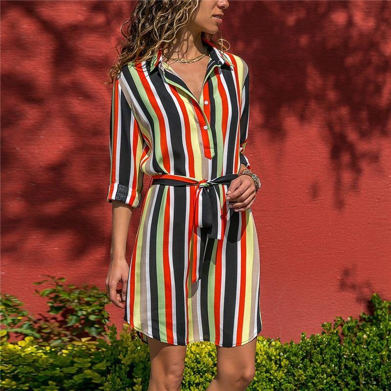 Aachoae Striped Print A-line Mini Dress - L & M Kee, LLC