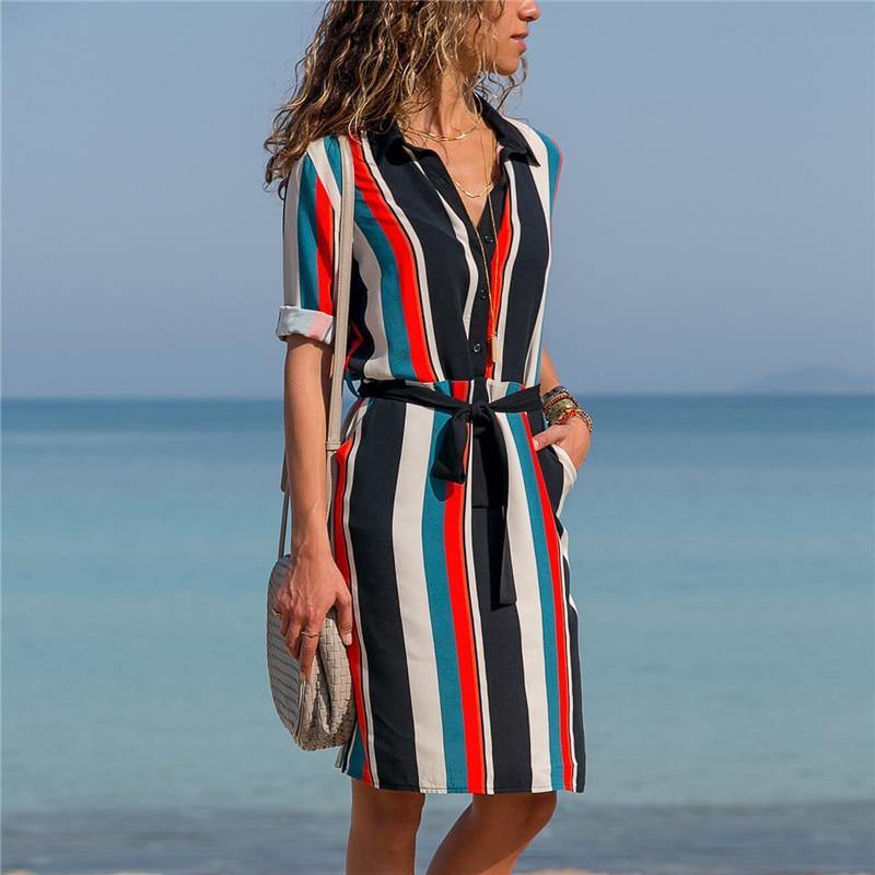 Aachoae Striped Print A-line Mini Dress - L & M Kee, LLC