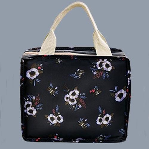 Insulated Cold Canvas Stripe Picnic Case Thermal Portable Lunch Bag - L & M Kee, LLC