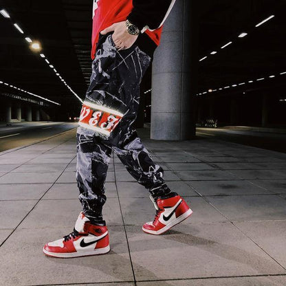Graffiti Color Stitching Streetwear Hip Hop Cargo Pants - L & M Kee, LLC