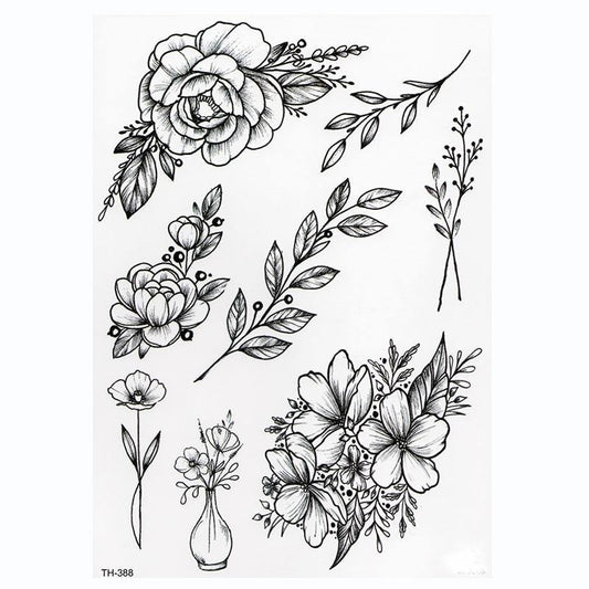 Lotus Rose Waterproof Temporary Tattoo Sticker - L & M Kee, LLC