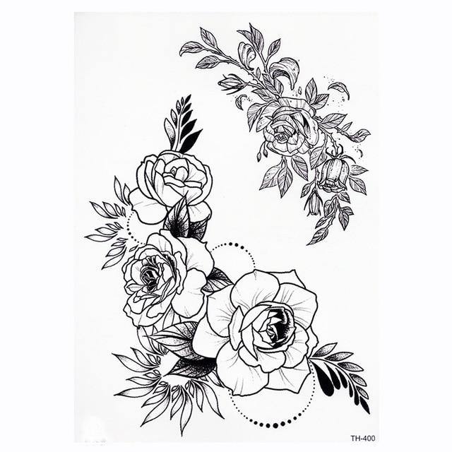 Lotus Rose Waterproof Temporary Tattoo Sticker - L & M Kee, LLC