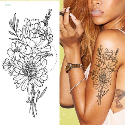 Rose Flowers Arm Shoulder Waterproof Temporary Tattoo - L & M Kee, LLC
