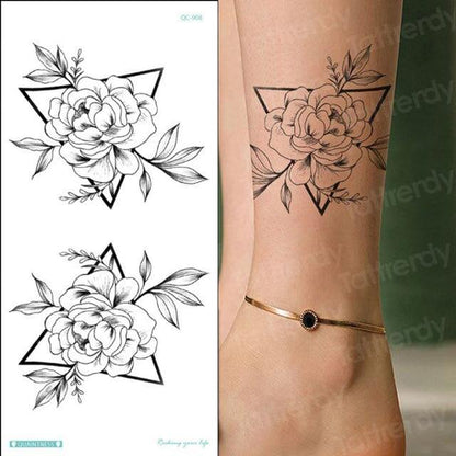 Rose Flowers Arm Shoulder Waterproof Temporary Tattoo - L & M Kee, LLC