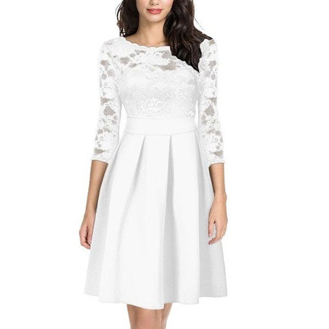 Elegance Summer Lace Chiffon Dress - L & M Kee, LLC