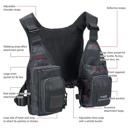 FV08 Lightweight Fly Fishing Vest | One Size Fits Most - L & M Kee, LLC