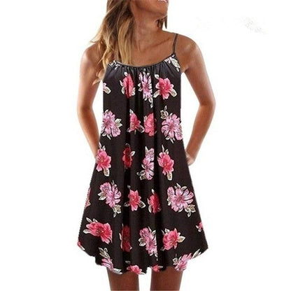 Floral Print Boho Sleeveless Mini Swing Dress | Plus Sizes - L & M Kee, LLC