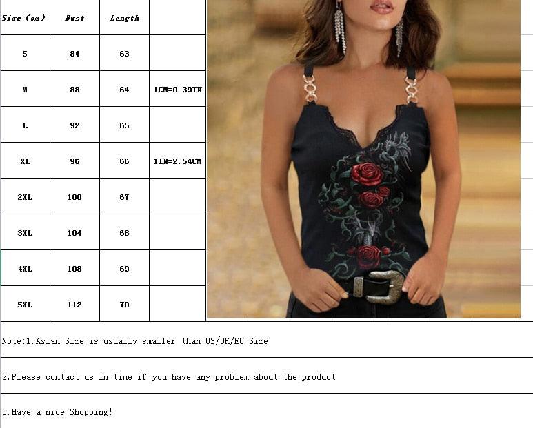 Rose V-neck Printed Camisole T-shirt - L & M Kee, LLC