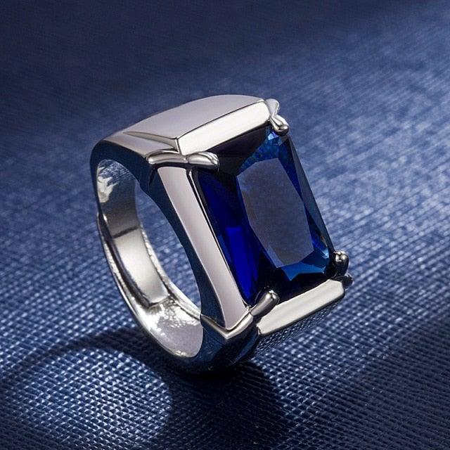 Luxury Men Silver 925 Jewelry with Sapphire Emerald Gemstone - L & M Kee, LLC
