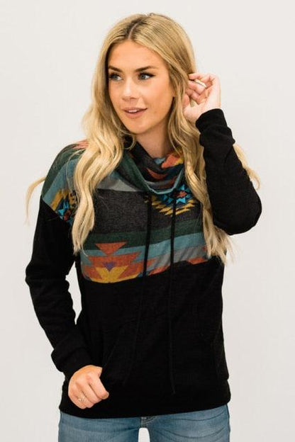 Aztec Cowl Pocketed Pullover - L & M Kee, LLC