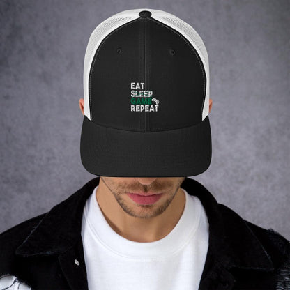 Eat Sleep Game Repeat Trucker Cap - L & M Kee, LLC