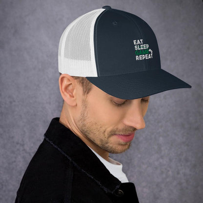 Eat Sleep Game Repeat Trucker Cap - L & M Kee, LLC