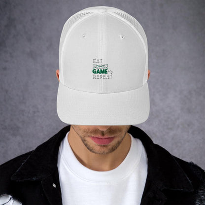 Eat Sleep Game Repeat Trucker Cap - L & M Kee, LLC