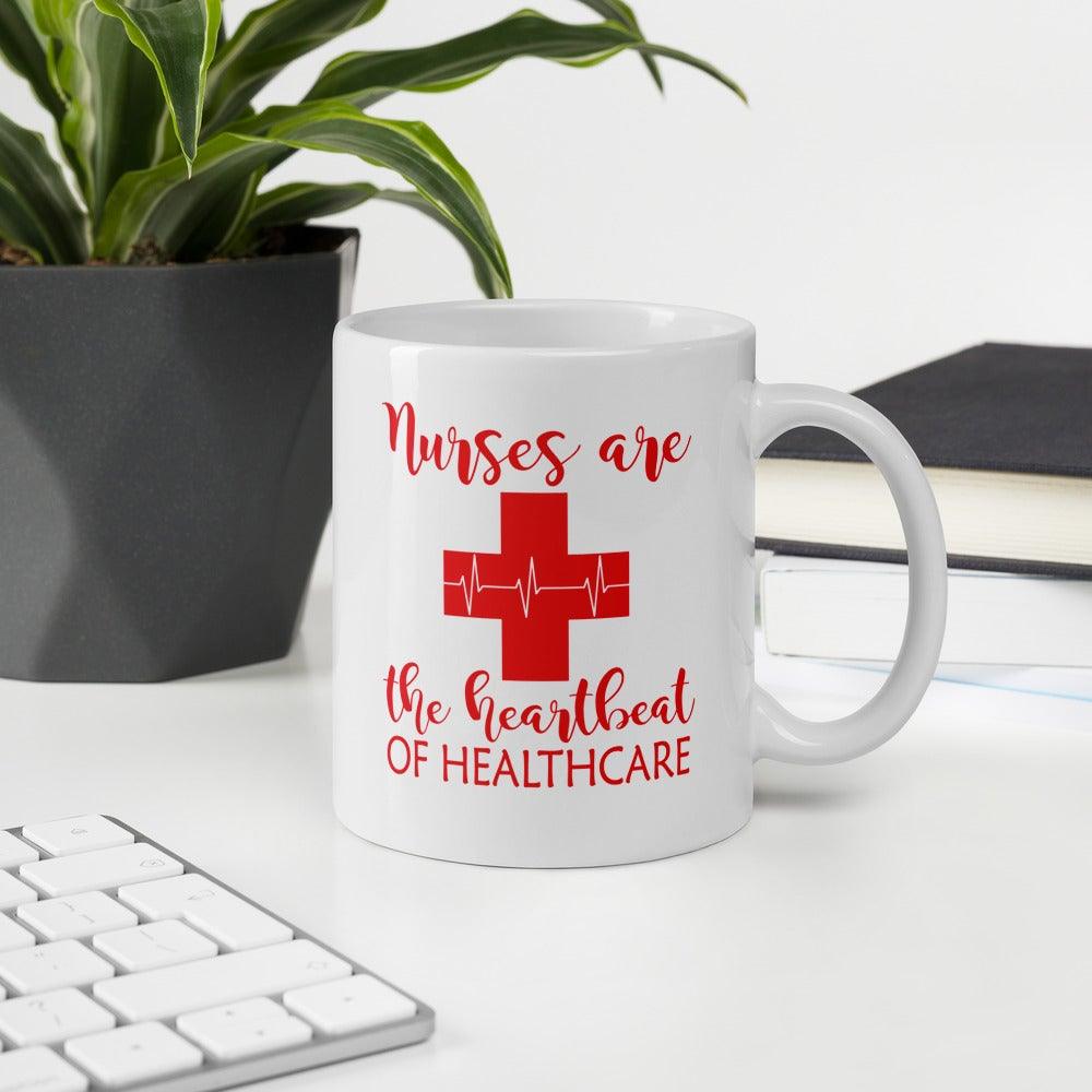 Nurses are the Heartbeat of Healthcare Mug - L & M Kee, LLC