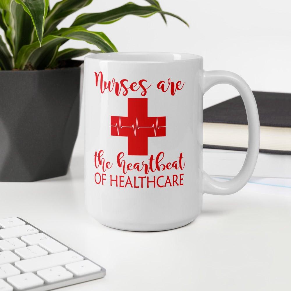 Nurses are the Heartbeat of Healthcare Mug - L & M Kee, LLC